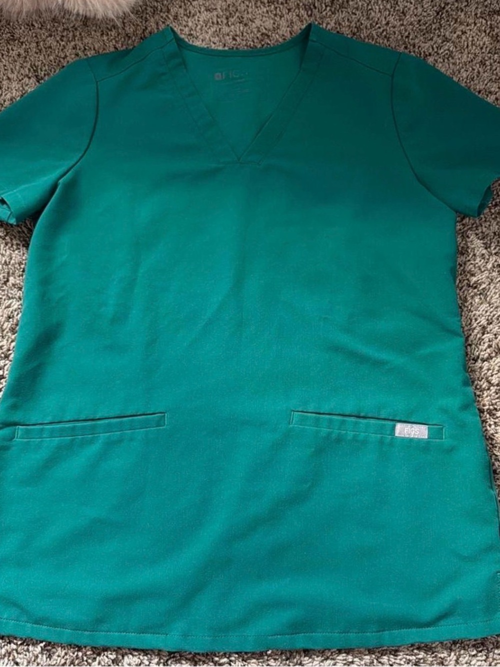 Figs hunter green Short Sleeve V-Neck Scrub Top